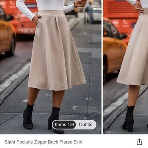 Shein midi skirt, small, cream/tan color